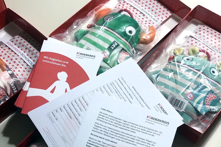 Ein Foto des Mutpäckchens des Förderkreis Krebskranke Kinder Aachen e.V.